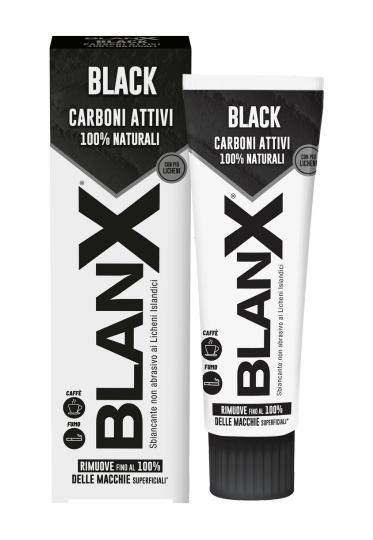 Dentifricio Sbiancante ai carboni attivi non abrasivo Blanx Black | RossoLacca