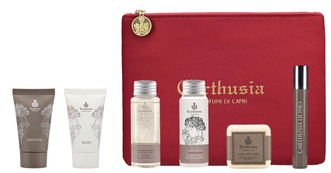 Carthusia Travel Set 6 Prodotti Carthusia Uomo con Pochette Edizione 2023 | RossoLacca