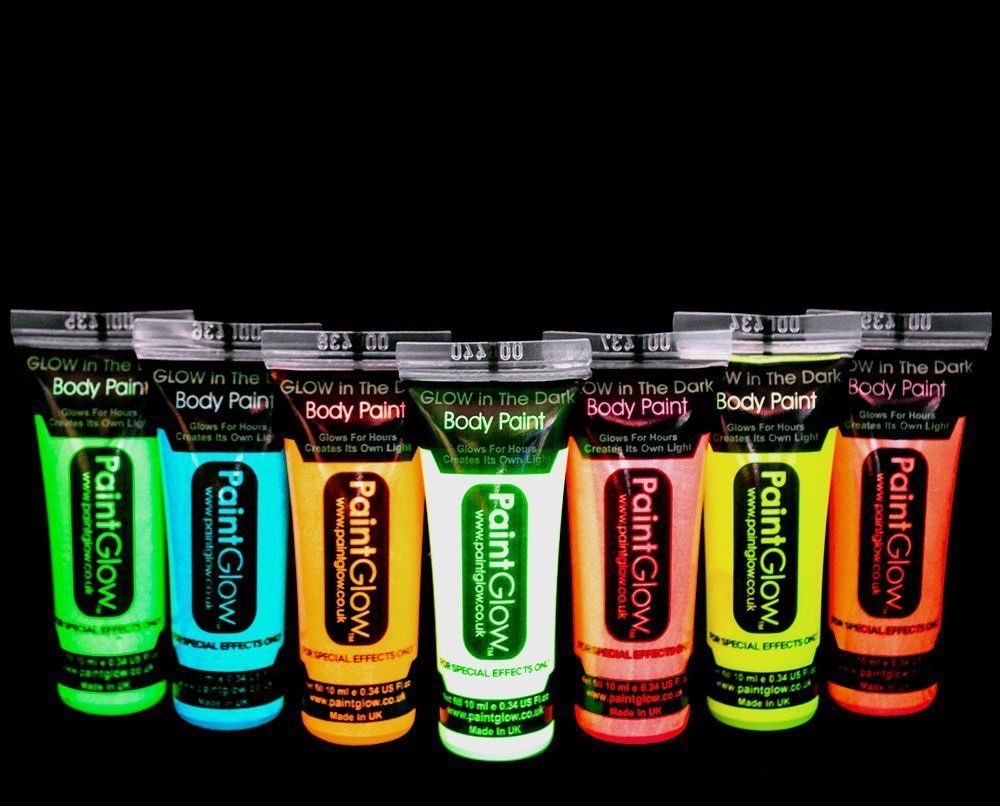PAINTGLOW UV NEON GLOW IN THE DARK FACE AND BODY PAINT GIALLO 13 ML ORIGINAL FROM UK - RossoLaccaStore