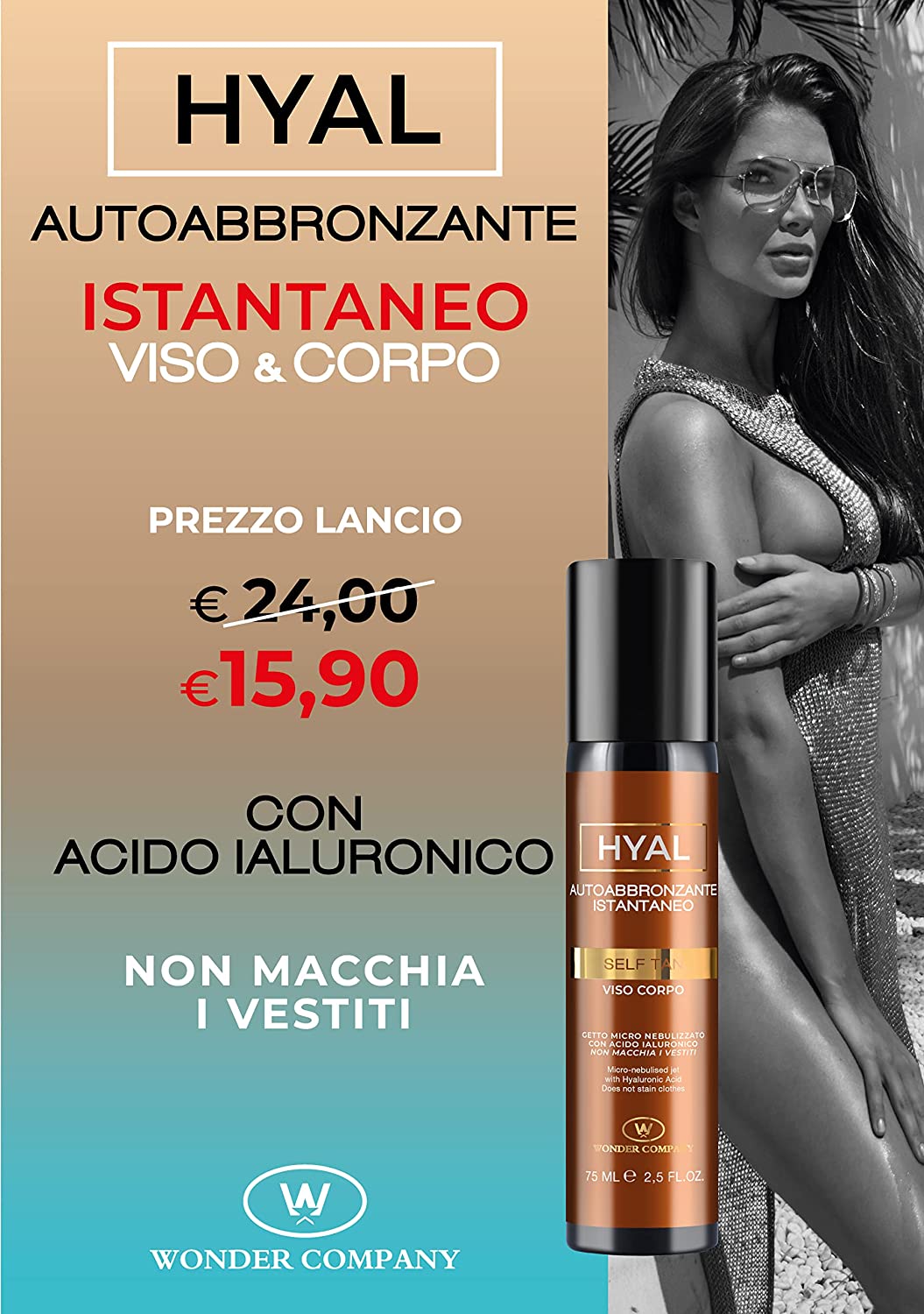 LR Wonder Company Hyal Self Tan Autoabbronzante Istantaneo 75 ml | RossoLacca