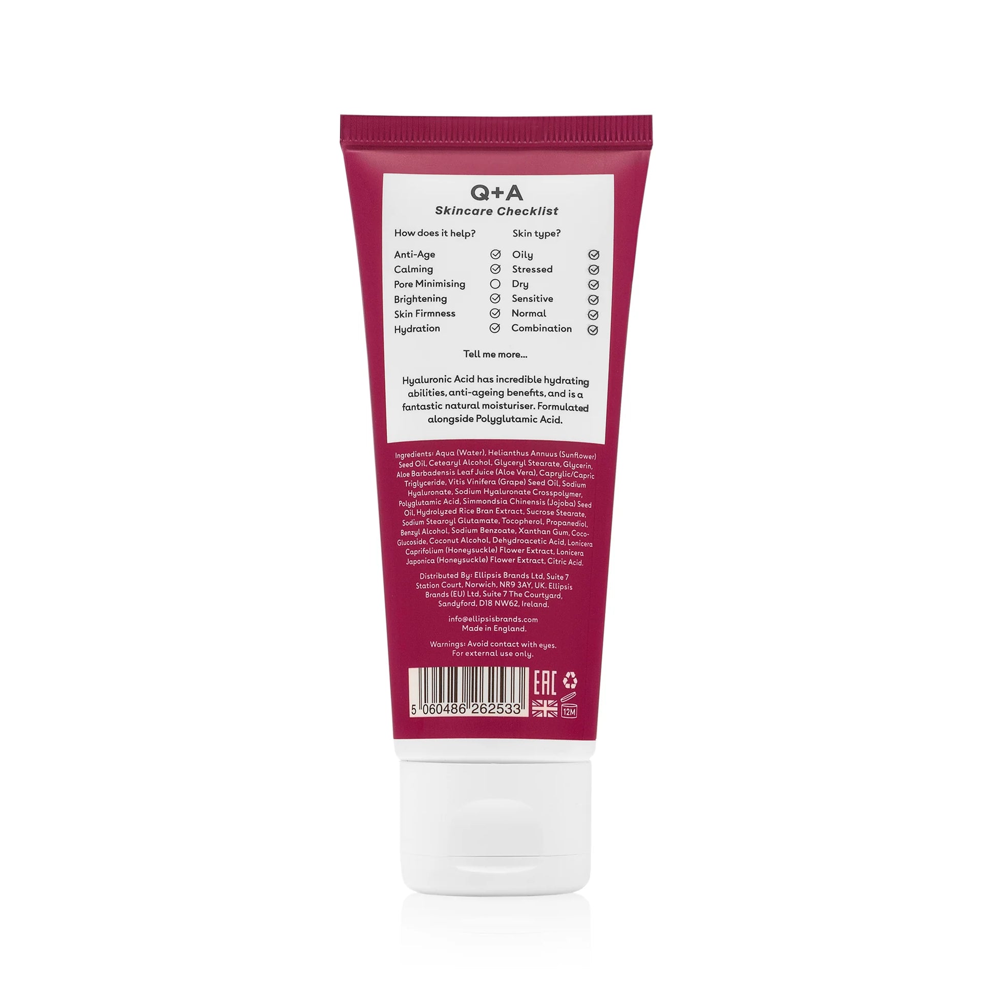 Q+A Crema Idratante Quotidiana all'Acido Ialuronico 75 ml Tutte le Pelli | RossoLacca