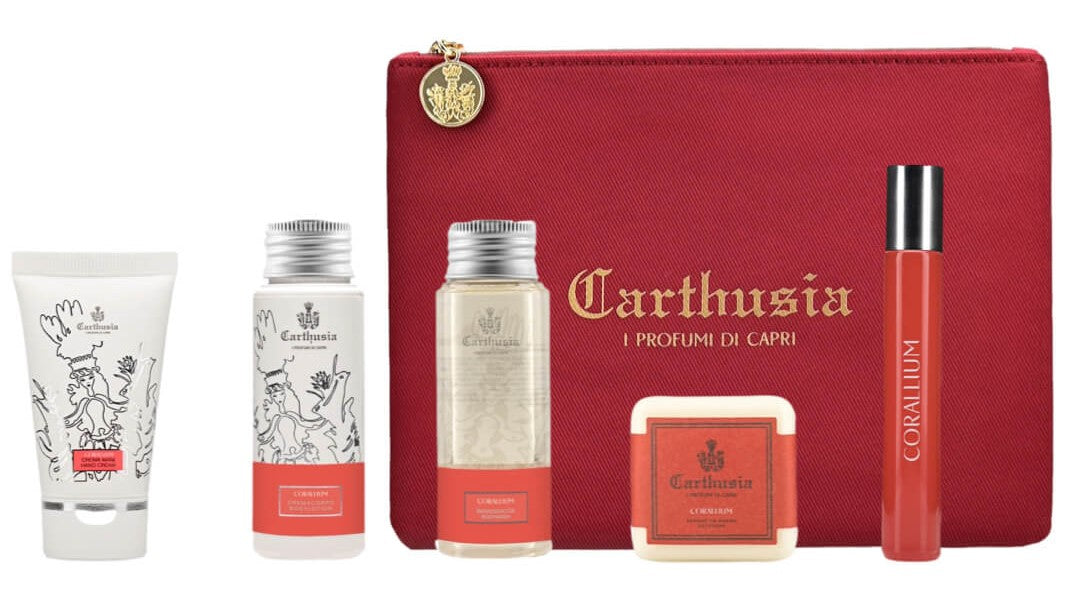 Carthusia Travel Set Corallium 5 Prodotti con Pochette Edizione 2023 | RossoLacca