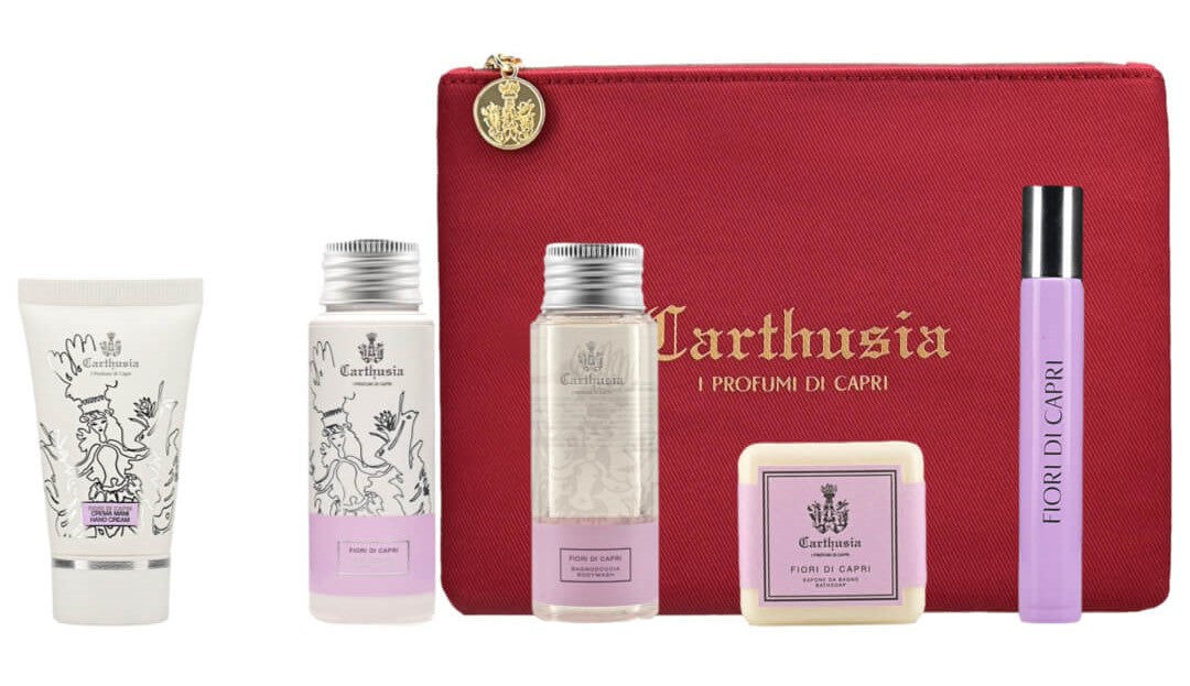 Carthusia Travel Set Fiori di Capri 5 Prodotti con Pochette | RossoLacca