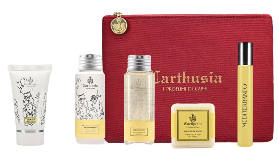 Carthusia Travel Set 5 Prodotti Mediterraneocon Pochette Edizione 2023 | RossoLacca