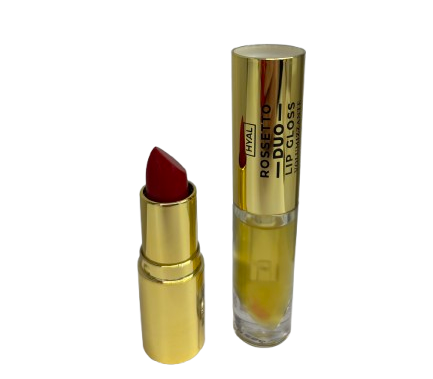 LR WONDER COMPANY Hyal Duo - Rossetto + Lip Gloss Voluminizzante Con Acido Ialuronico |RossoLacca