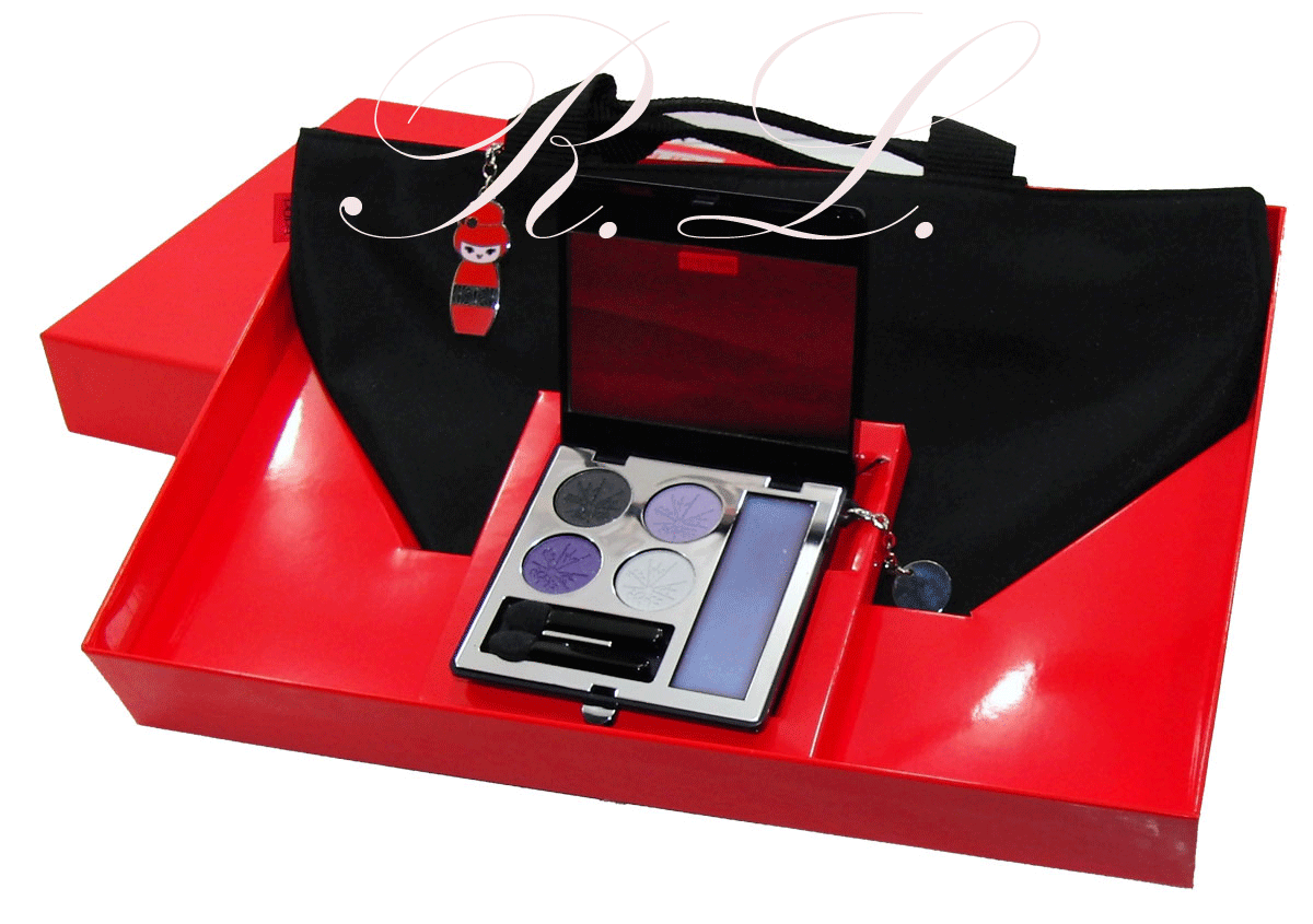 PUPA Trousse Kokeshi Bag - Borsa Shopper Nera Con Palette Trucco - RossoLaccaStore