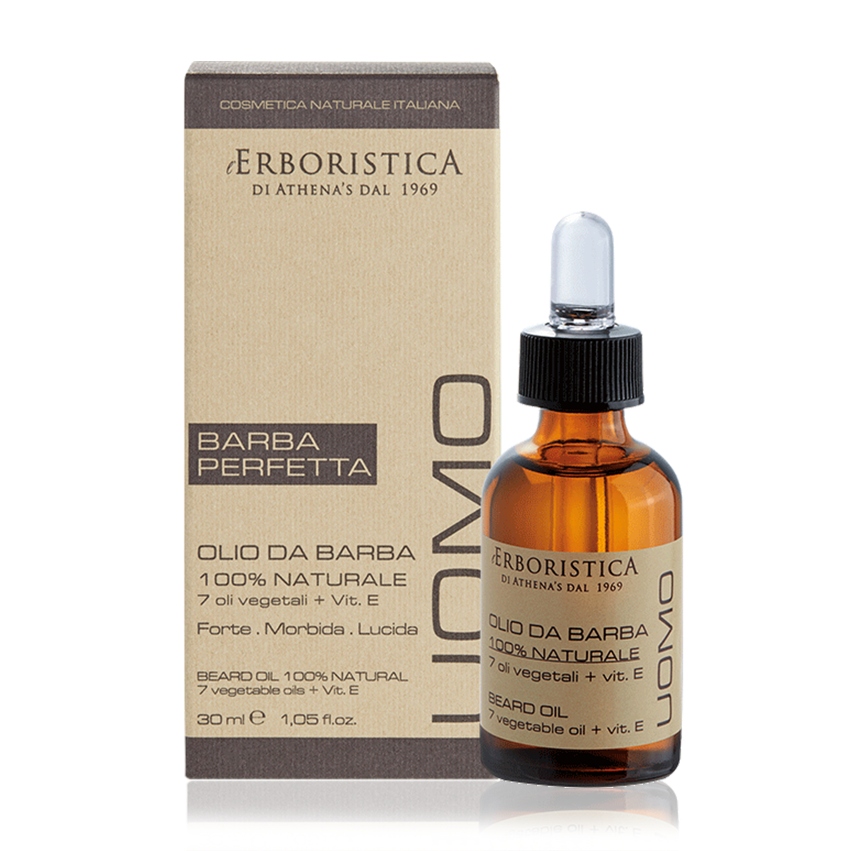 Athena's Uomo Olio da Barba 100% Naturale Barba Perfetta | RossoLacca